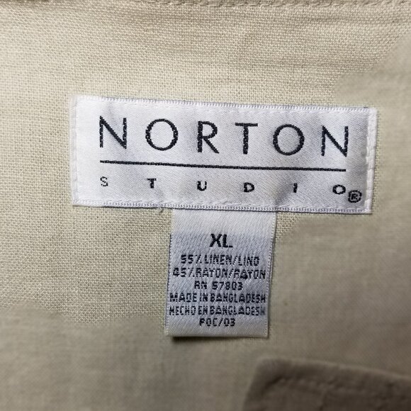 Norton Studio Womens XL Linen Shirt Button Down Long Sleeve Blouse Office City - Picture 7 of 8